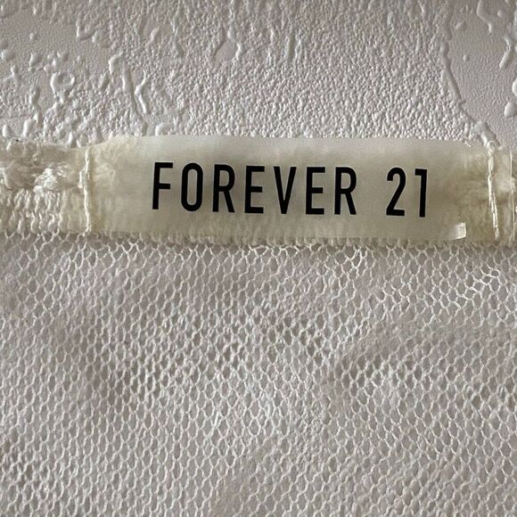 Forever 21 Sheer Lace Kimono White Boho Beach Cover Up Crochet Detail One Size - Picture 3 of 7